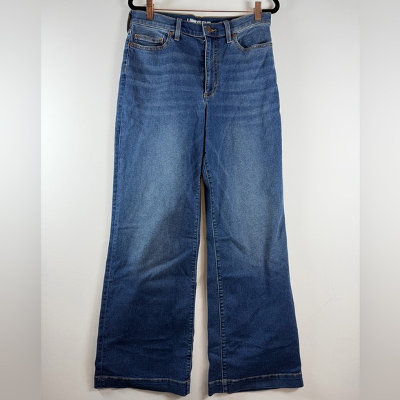 Lands' End Women's Recover High Rise Wide Leg Blue Jeans 10 - Indigo Tide Blue - Picture 9 of 16